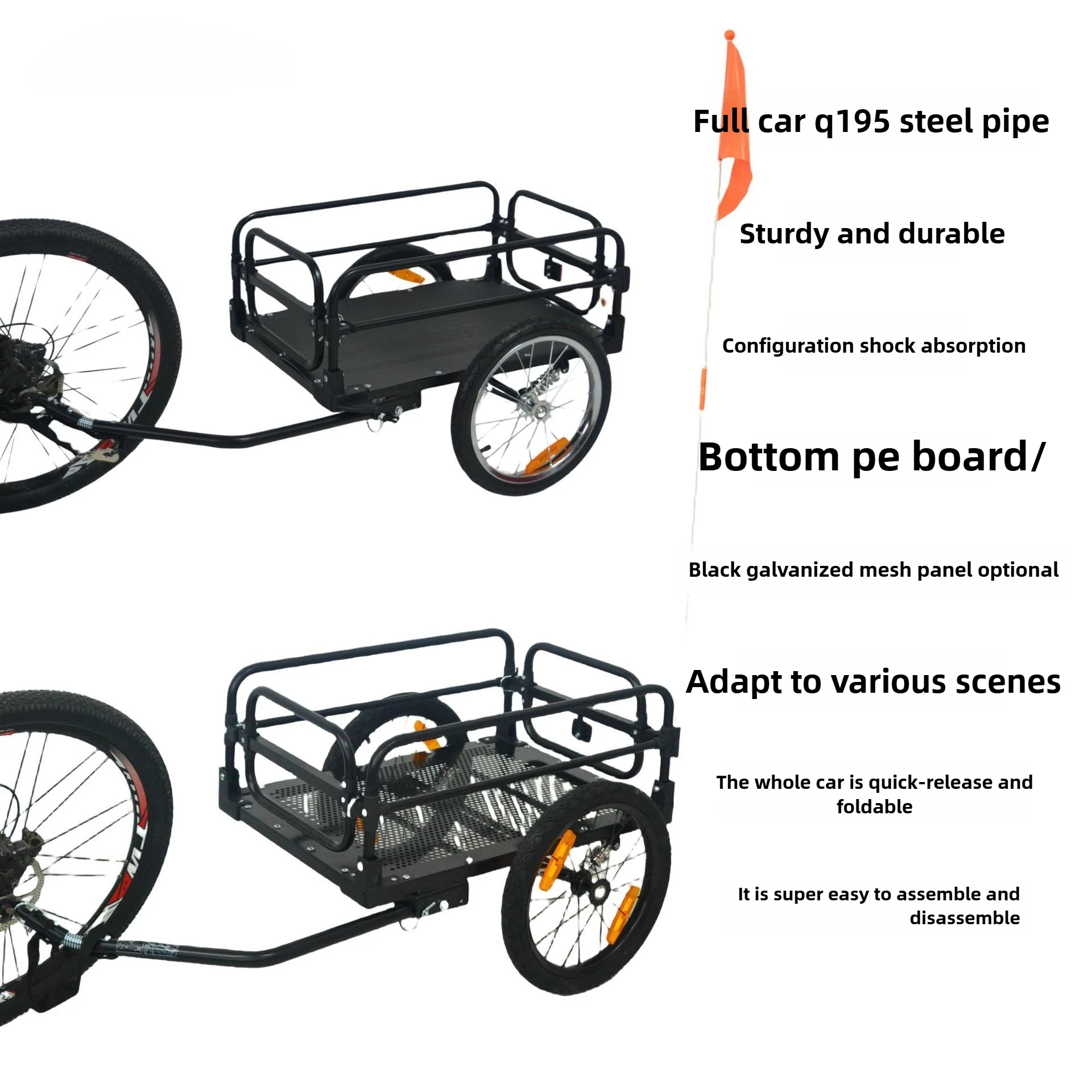 CTS41 Remolque de bicicleta para mascotas, artículos simples, viajes al aire libre, implementación diaria, remolque de bicicleta - imagen 3