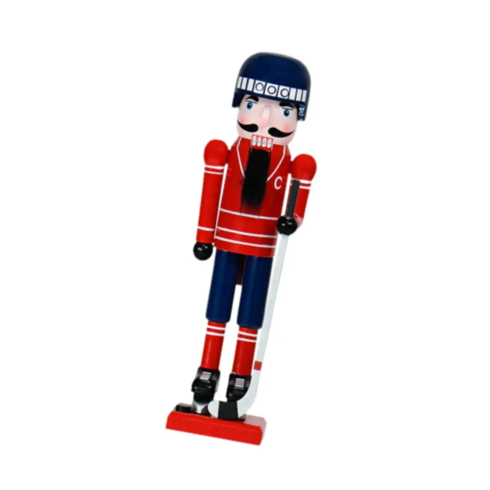 Christmas Wood Ice Hockey Sportsman Nutcracker Decorative Desktop Decoration Height 36cm for Countertops Versatile Lightweight