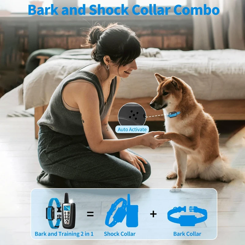 Collar de corteza de perro de 3300 pies, Collar de choque automático para perros pequeños, medianos y grandes con 5 sensibilidad ajustable e impermeable, linterna - imagen 2