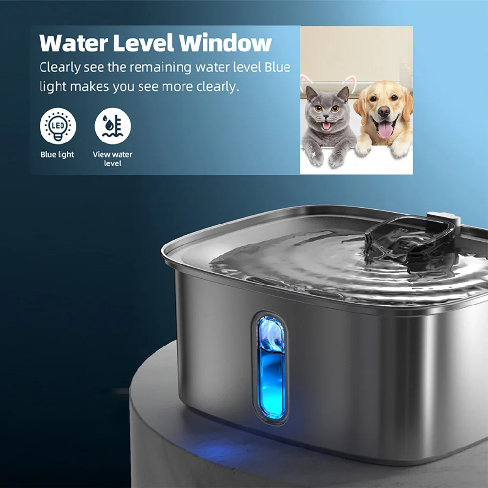 Bebedero automático de acero inoxidable 9 L para gatos y perros - imagen 2