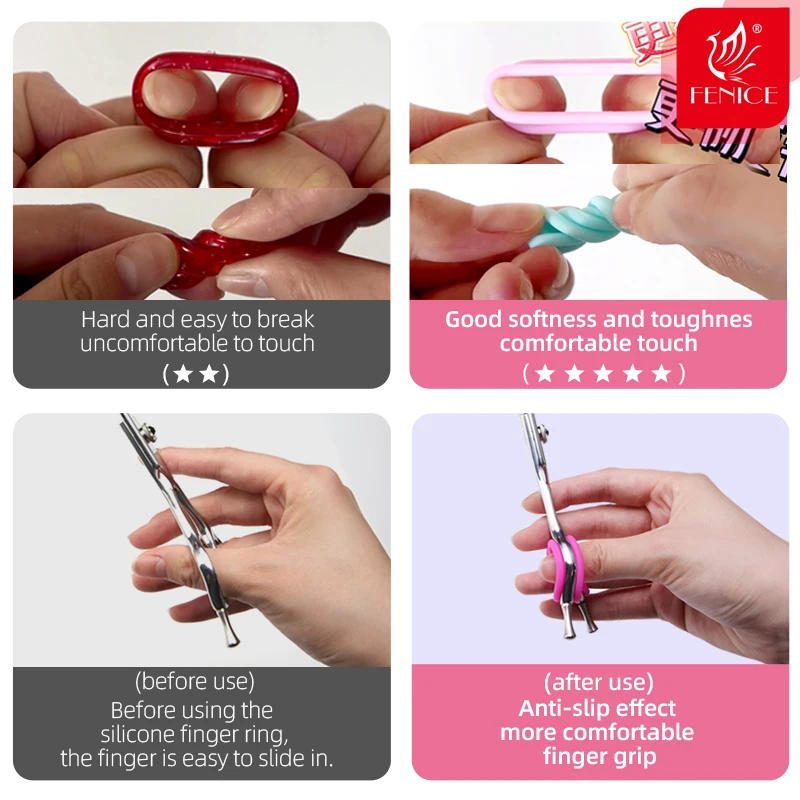 Fenice tijeras para mascotas anillos de dedo de silicona anillo antideslizante de dedo suave importado juego de dedo de esteticista Ultra suave y cómodo - imagen 2