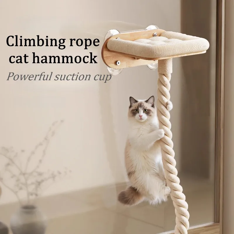 Ventosa para gatos, cuerda de escalada montada en la pared, rascador para gatos, escalada en pared, cuerda de Sisal, hamaca, ventana, cama, gatito, juguetes de interior