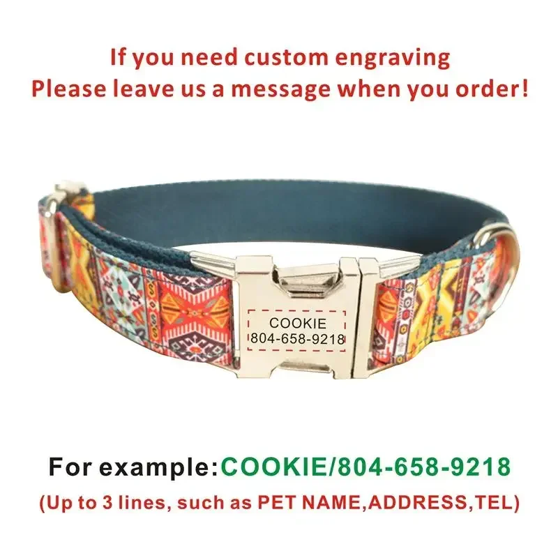 Collar de perro personalizado con grabado gratuito, correa para mascotas a juego, hebilla de contactos personalizados, Collar para mascotas Maya
