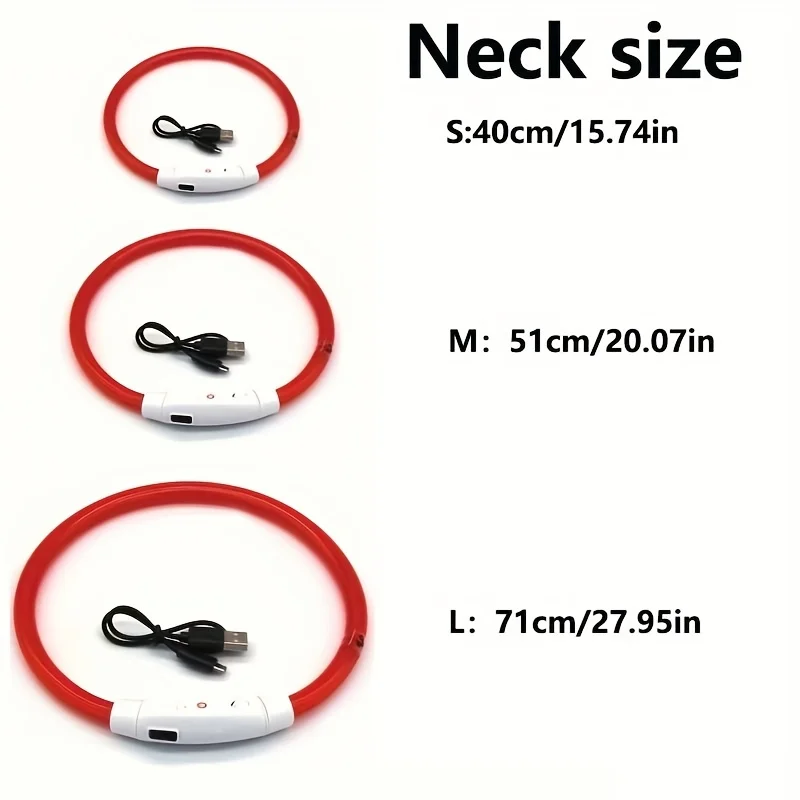 Collar brillante para perro, dispositivo con carga USB, seguro para la noche, ajustable, brilla en la oscuridad, ideal para caminar por la noche - imagen 2