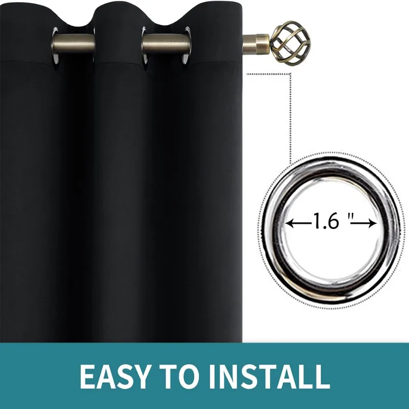 Cortinas opacas de 2 paneles para sala de estar, aislamiento térmico, cortinas de dormitorio, todos los tamaños, todos Clolor - imagen 4