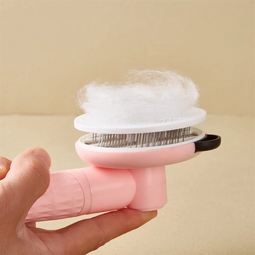 Cepillo removedor de pelo para mascotas, peine de aguja para el cuidado de mascotas, elimina enredos, autolimpieza, suministros, accesorios - imagen 4