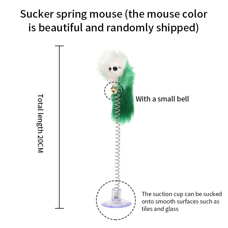 Cartoon Pet Cat Toy Stick Feather Rod Mouse Toy with Mini Bell Cat Catcher Teaser Interactive Cat Toy Kitten игрушки для кошек - imagen 2