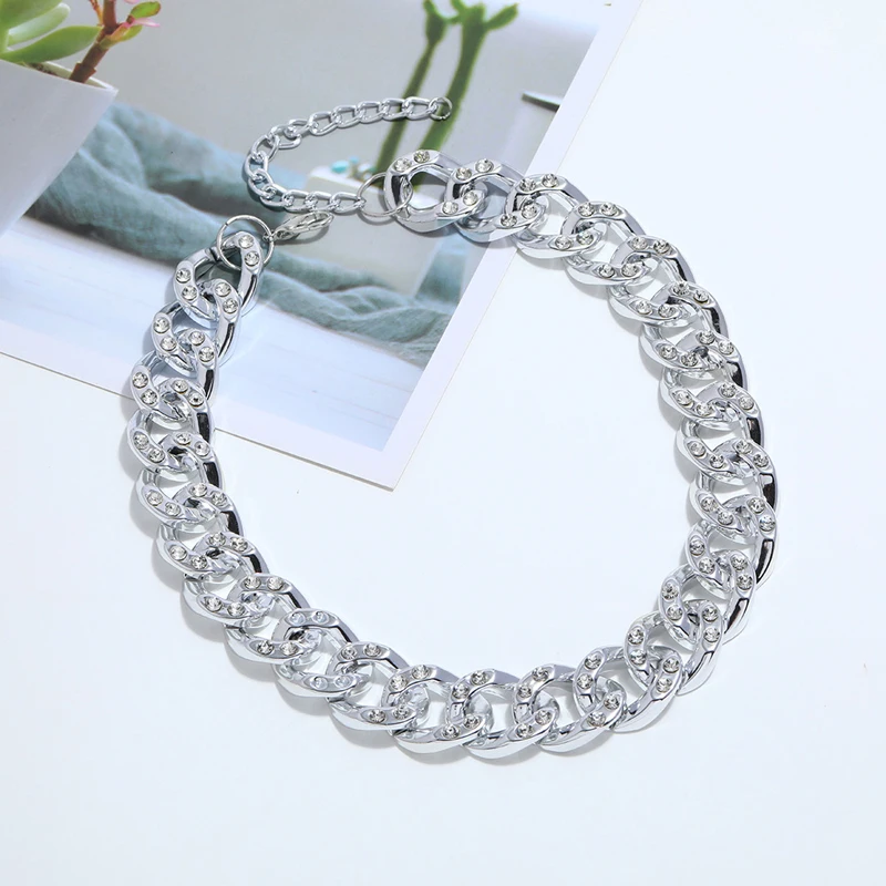 Collar de cristal de lujo para perros pequeños y grandes, cadena para perros con diamantes de imitación ostentosos, Collar, estrangulador para fiesta y espectáculo - imagen 2