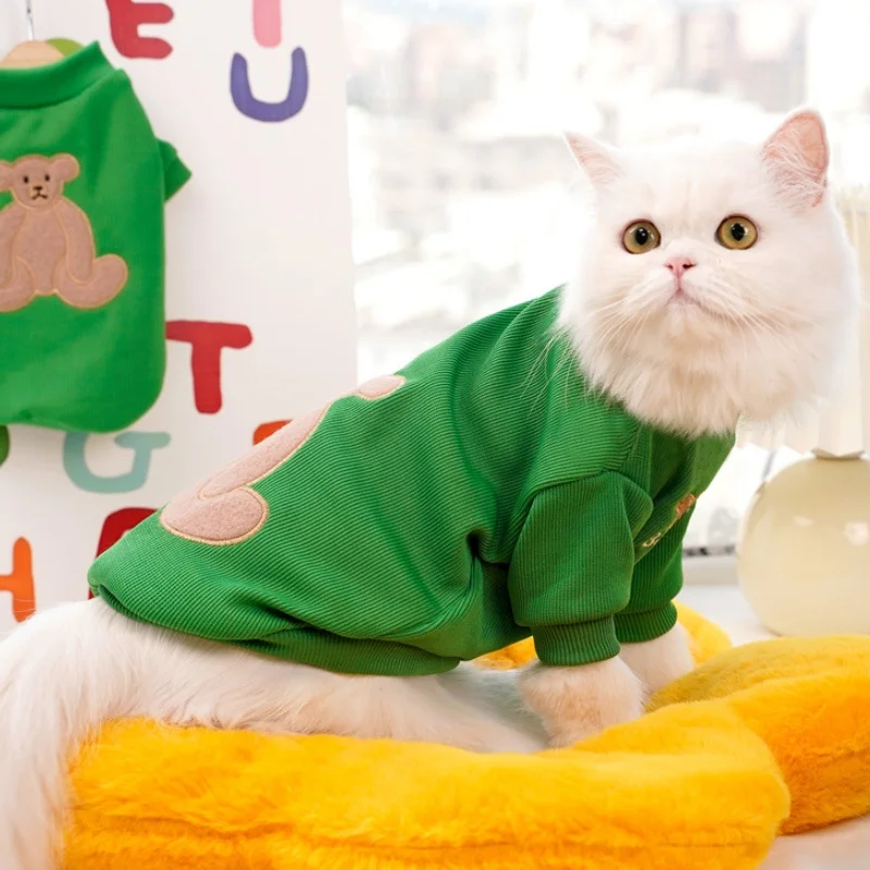 Sudaderas con capucha para perros pequeños, ropa con bordado de oso para perros, jerséis de invierno para cachorros, sudaderas con capucha suaves y cálidas para gatos, sudaderas para perros y mascotas - imagen 3