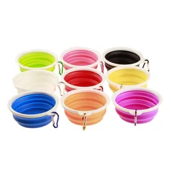 El cuenco plegable de marco blanco para mascotas tiene una hebilla para caminar perros y Picnics con materiales de silicona para mascotas para beber y alimentar