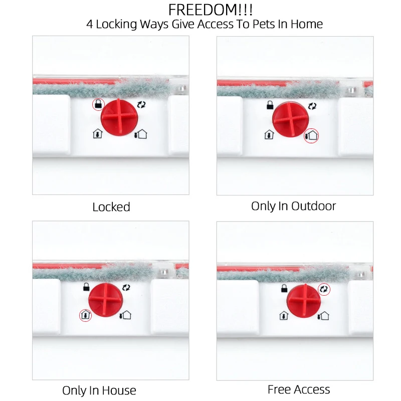 Puerta con solapa para perro y gato, Kit de puerta con cierre de seguridad de 4 vías, de plástico ABS, para mascotas pequeñas - imagen 5