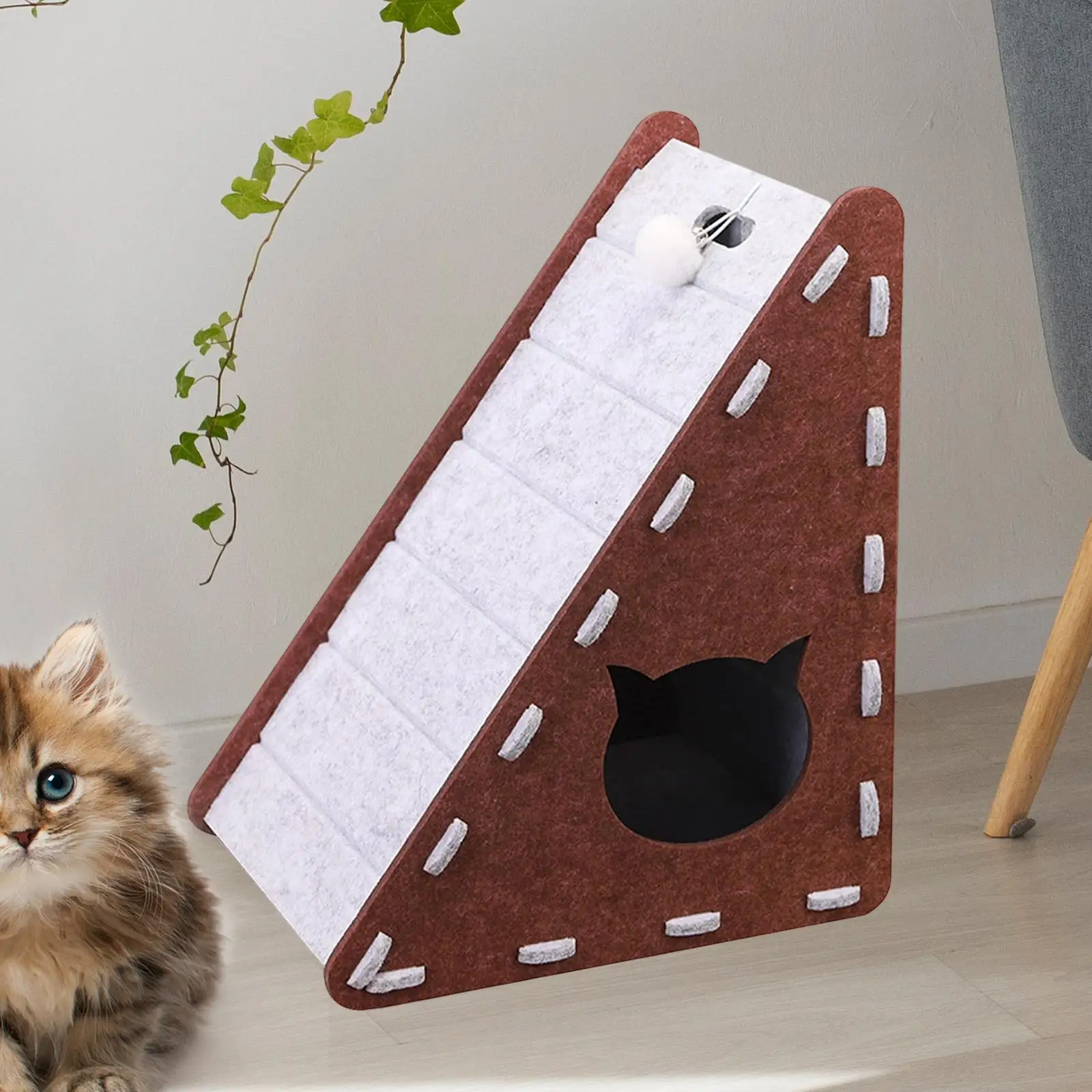 Triangle Cat Scratcher Cat Scratching Board Felt Cardboard Wear Resistant Pet Toy Vertical Furniture Protector Scratching Pad