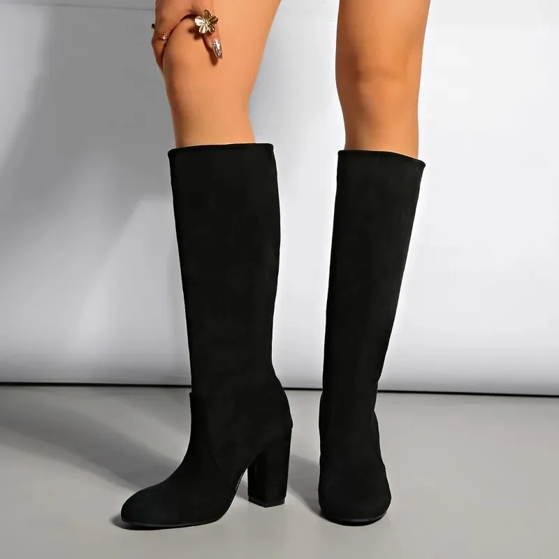 Nuevas botas altas sexis con punta estrecha para mujer, botas altas para senderismo al aire libre, tacones altos, Color sólido, compras diarias, botas de fiesta para mujer 35-43 - imagen 4