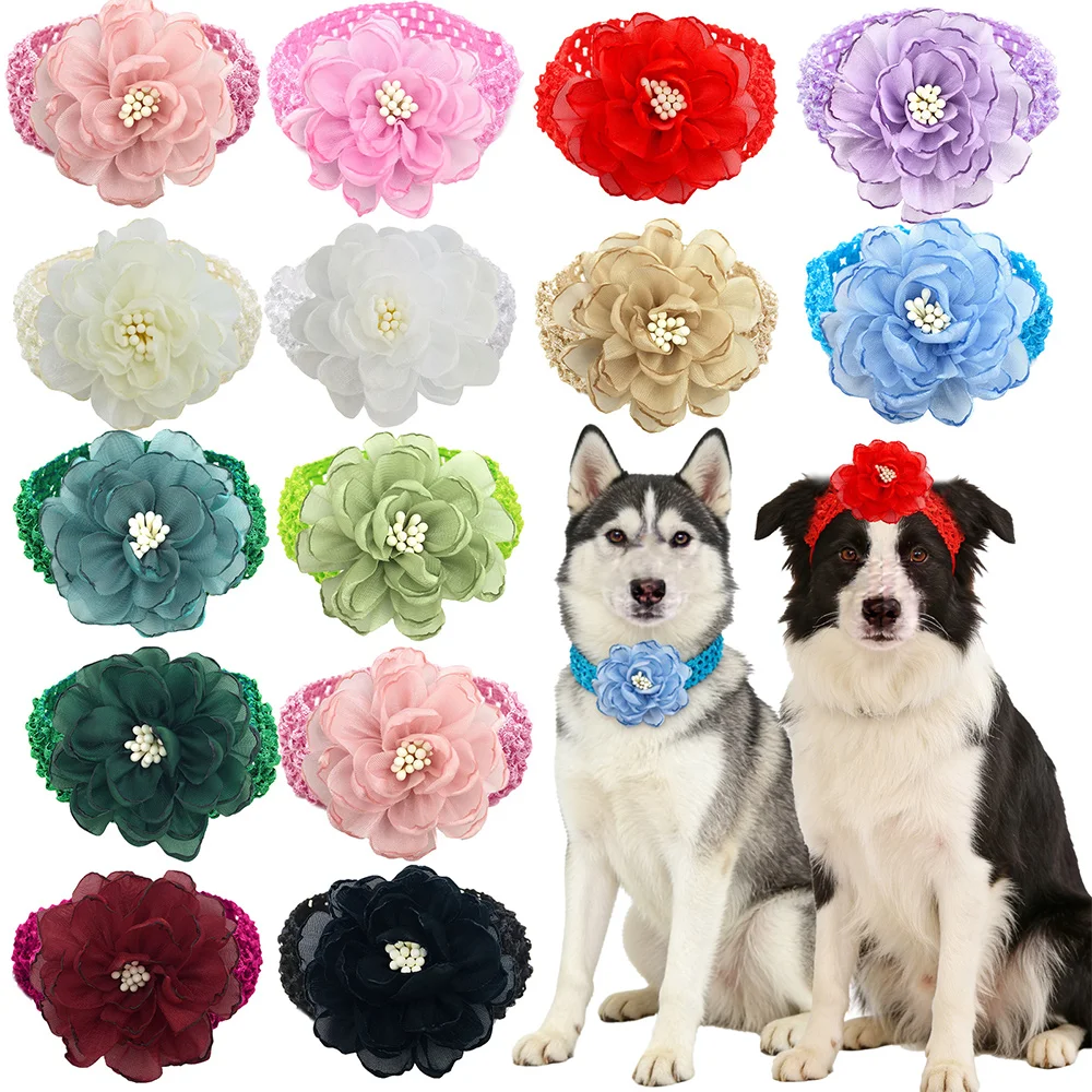 Lazos con flores para perro – Accesorio ajustable de collar - imagen 5
