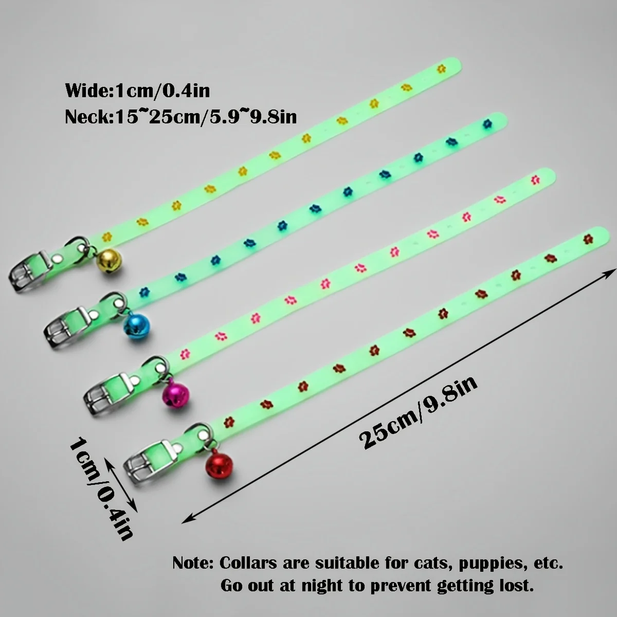 Collar LED con cascabel para perros y gatos, brilla en oscuridad - imagen 3