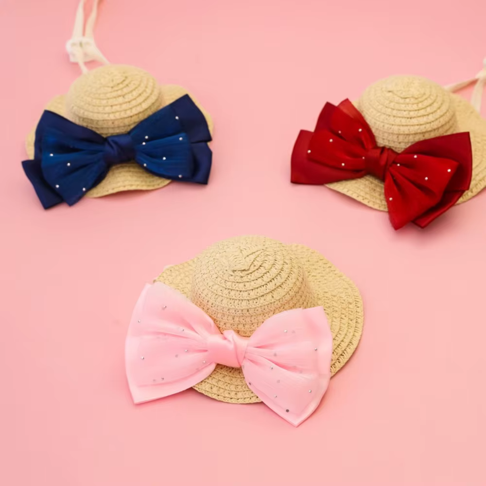 Sombrero de paja para gatos y perros con protección solar práctica - imagen 5