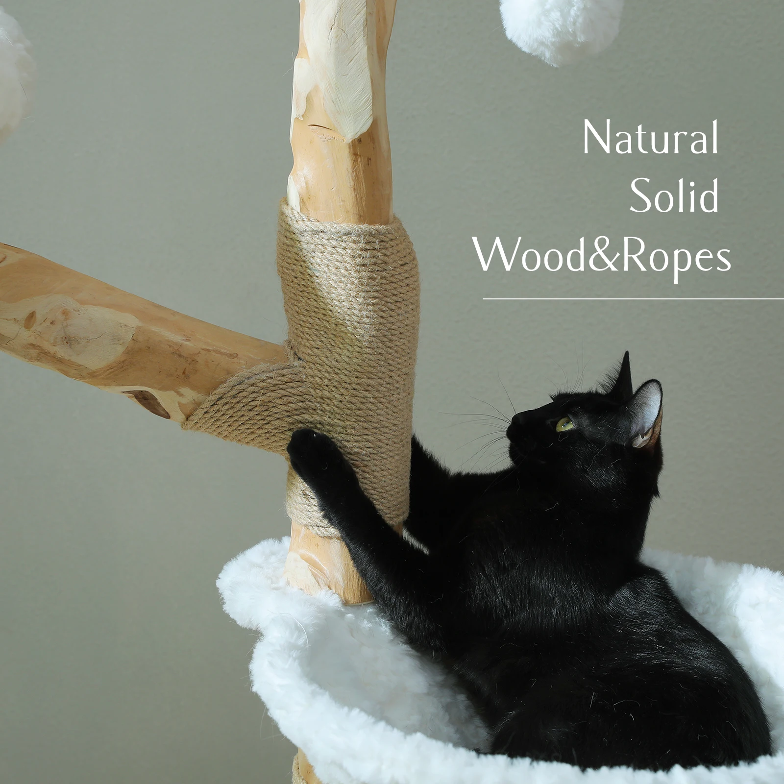 Torre grande de árbol para gatos con poste rascador de Sisal, cesta de mimbre, cama, flor, Condo para gatos, muebles modernos para interiores, accesorios para gatos - imagen 5