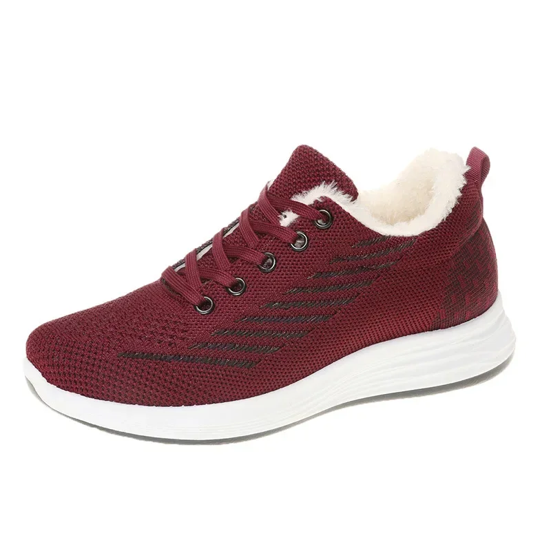 Zapatos de tela con cordones para mujer, Zapatillas de algodón gruesas, cálidas, de felpa, ligeras y suaves, informales, Invierno - imagen 5