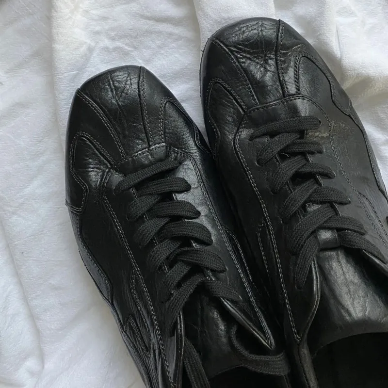 Zapatillas planas con cordones informales Retro, zapatos suaves y cómodos para caminar, zapatos deportivos con punta redonda, talla 35-44 - imagen 5