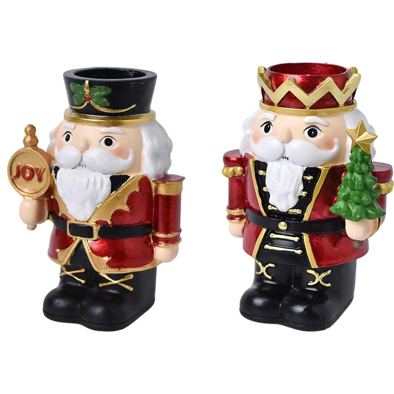 Nutcracker Pillar Candle Holder Sculpture Christmas Decoration for Festivals Dinner Table Anniversary Farmhouse Dining Room