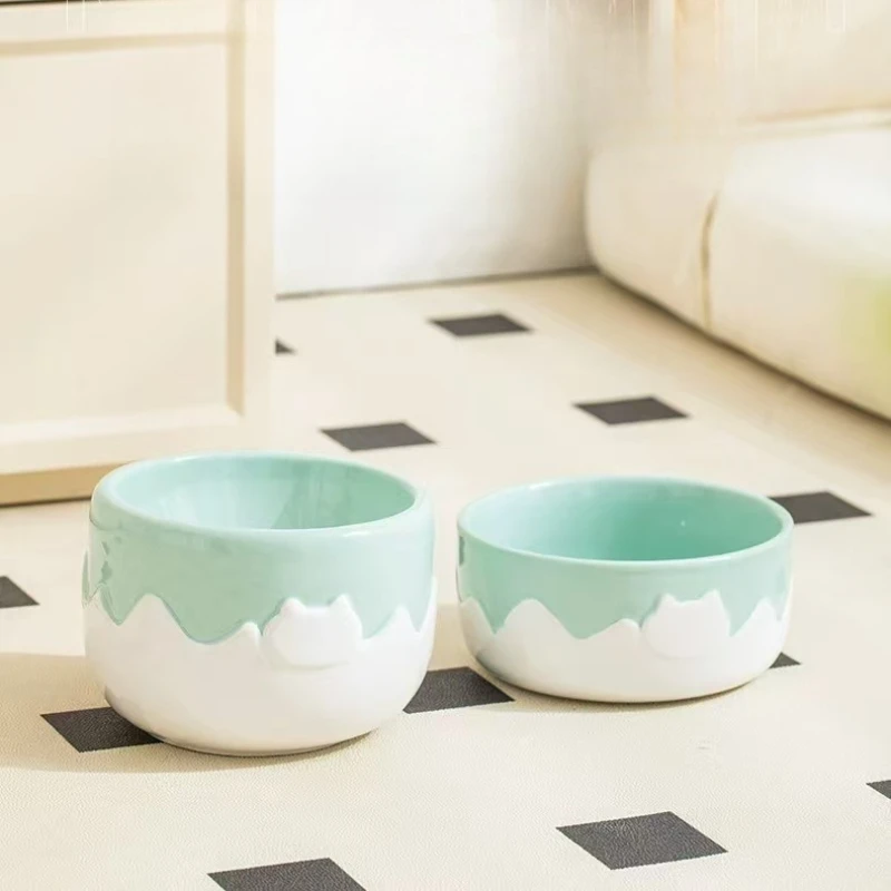 Cuencos creativos de cerámica antiobturn para agua potable, columna Cervical, bonito patrón de cáscara de huevo, cuenco para perros y gatos, 1 ud. - imagen 5