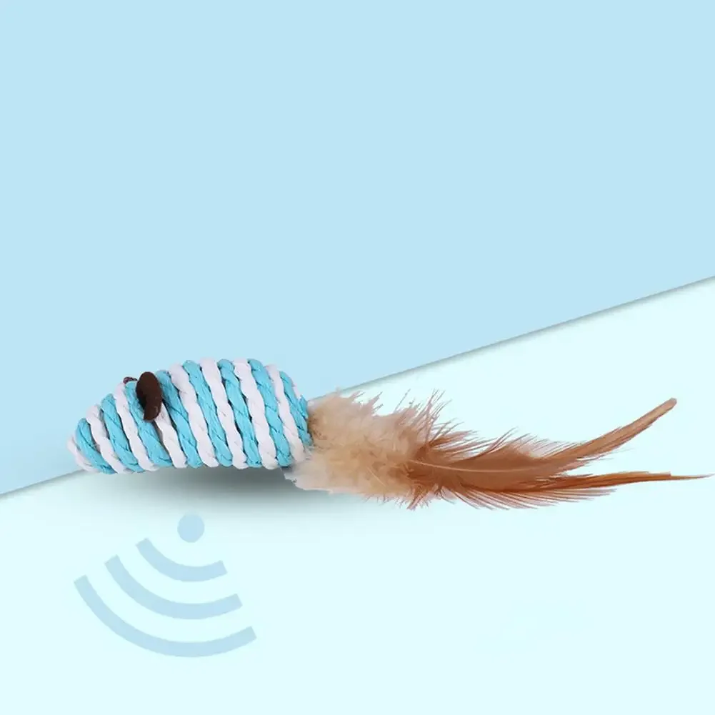 Ratón falso con cola de pluma para gato, juguete con grava integrada, multicolor, suministros para mascotas, Mini Juguetes Divertidos para jugar, gatos interactivos para gatitos - imagen 5