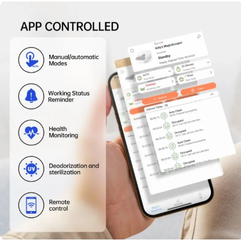 Caja de arena automática para gatos, Arenero de autolimpieza para gatos, inodoro abierto semicerrado, suministros inteligentes de gran tamaño para mascotas - imagen 2