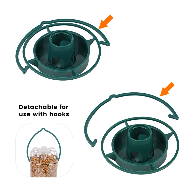 Alimentador automático de aves salvajes al aire libre, cuenco de alimentación colgante de plástico, herramientas de alimentación de semillas, taza colgante de bosque, botella, Boca de acoplamiento - imagen 2