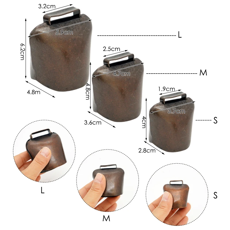 Campana de cobre para pastoreo de ovejas y caballos de vaca, campana de cobre gruesa para ganado, fuerte y crujiente, para extender más afuerte, previene la pérdida de animales - imagen 5
