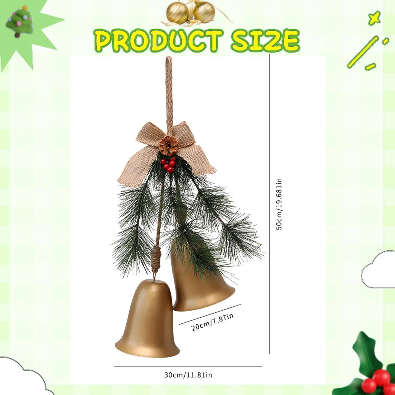 Christmas Bell Ornament Hanging Pendant Christmas Tree Hanging Decoration for Celebration, Malls, Festival, Porch, New Year