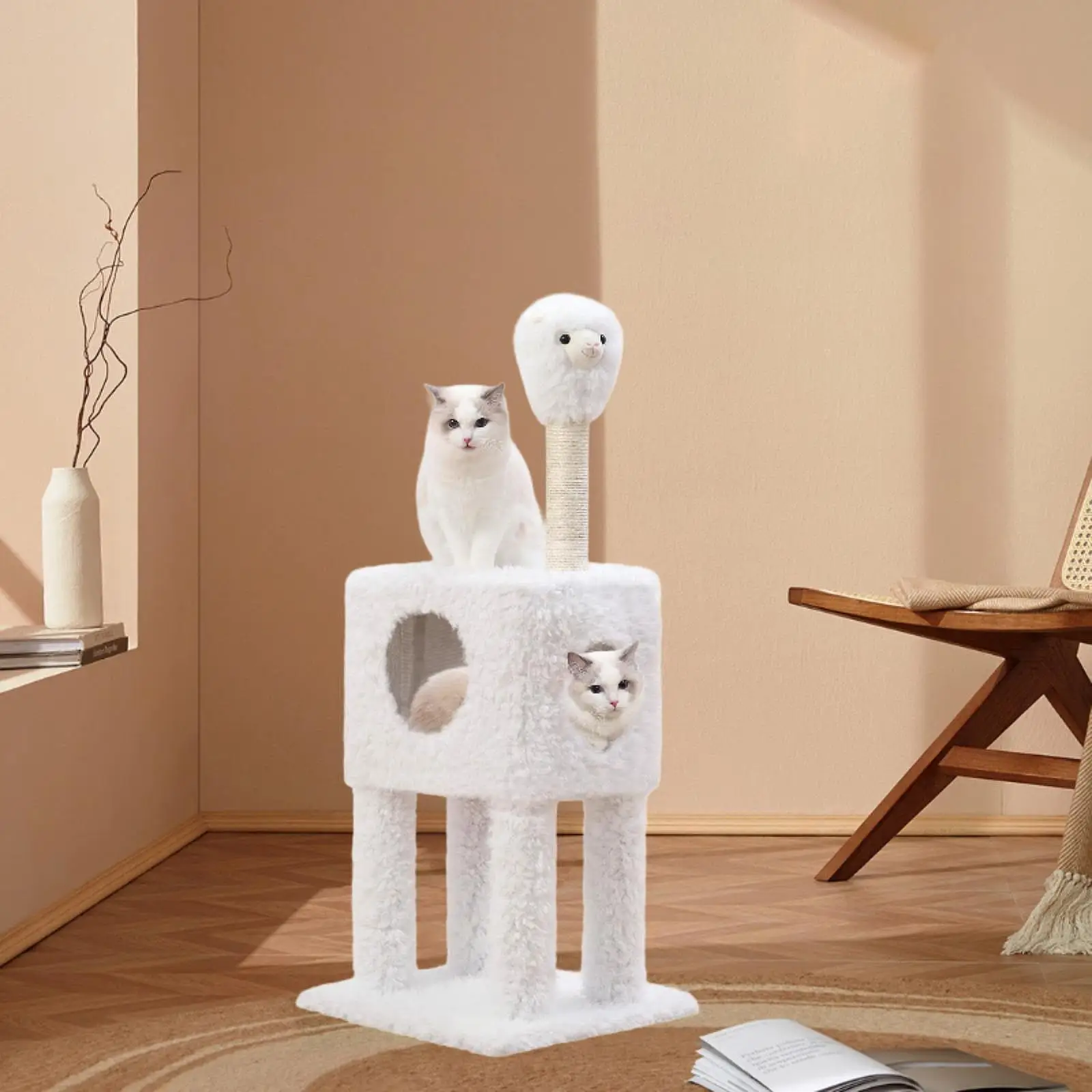 Cat Tree Activity Center Furniture Protector with Scratching Post for Kitty