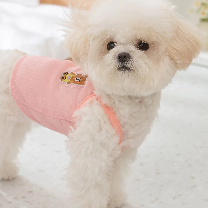 Chaleco fino de verano para perros, ropa con tirantes para perros, sudaderas para cachorros de Color dopamina, camisa con estampado de oso para gatos, chaleco transpirable para mascotas, ropa para perros - imagen 2