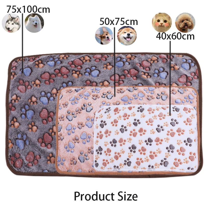 Manta de lana de Franela suave para perros y gatos, tapetes de cama con estampado de pata y pie, manta cálida para mascotas, camas para dormir, suministros para mascotas, 3 uds. - imagen 4