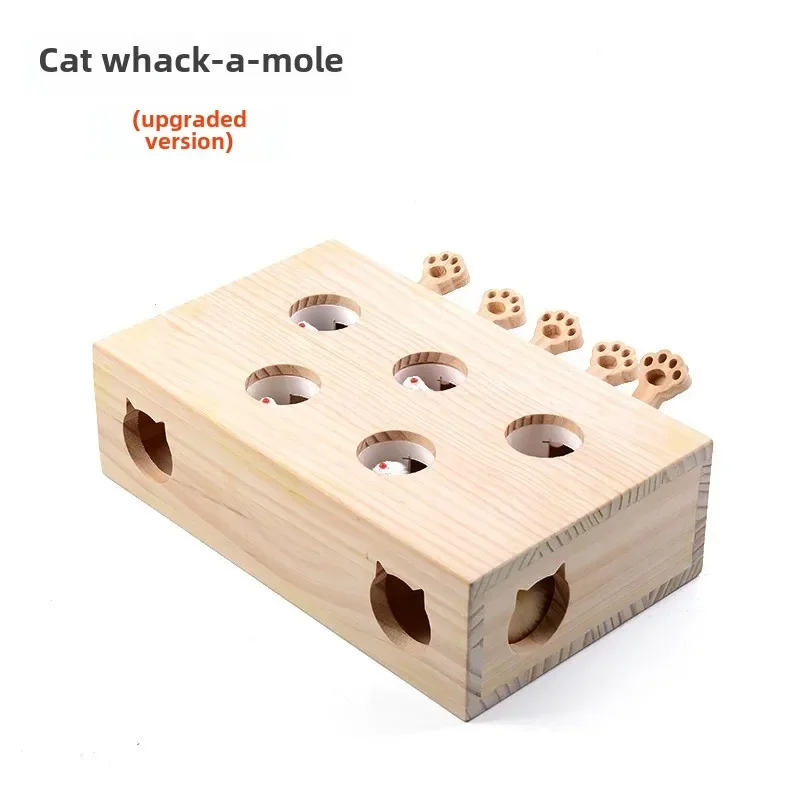 Suministros para gatos, juguetes de menta para gatos, juguetes interactivos para mascotas Whack-a-mole de madera maciza, productos para mascotas - imagen 2