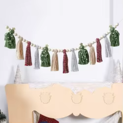 Guirnalda Navideña con borlas decorativas para casa y mascota