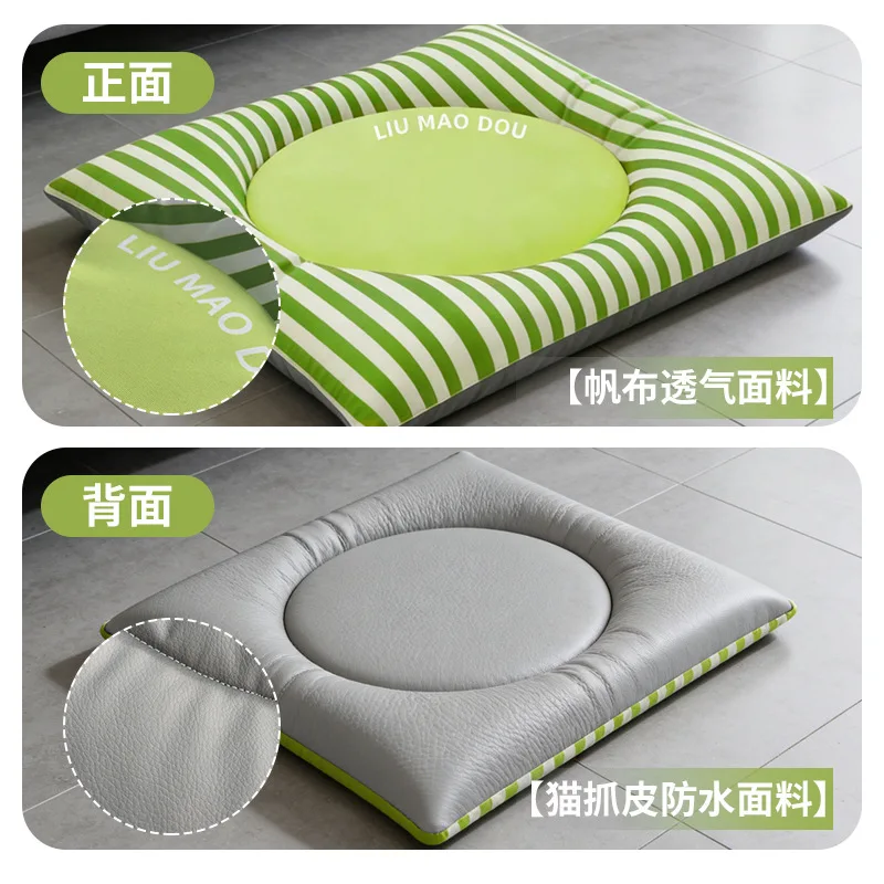Colchoneta reversible a rayas para perros y gatos – Suave y lavable - imagen 4