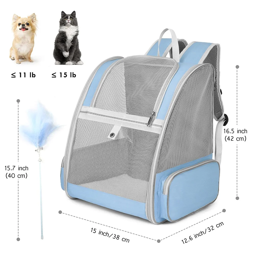 Mochila para gatos de gran capacidad, portátil, transparente, Universal, para las cuatro estaciones, para mascotas, malla transpirable, doble hombro, para exteriores - imagen 5