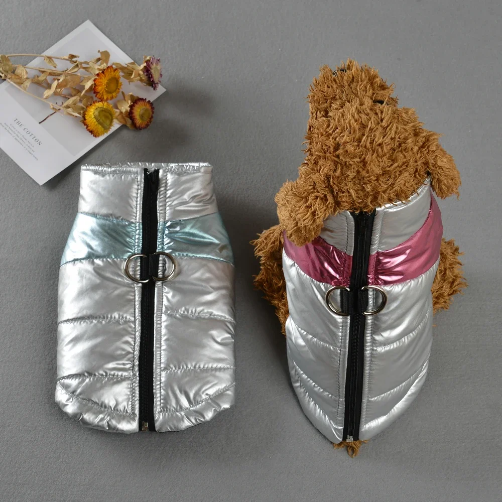 Otoño Invierno mascotas chaqueta abrigo plata impermeable ropa cálida para perros pequeños medianos gatos cachorro Pomeranian Yorkshire trajes