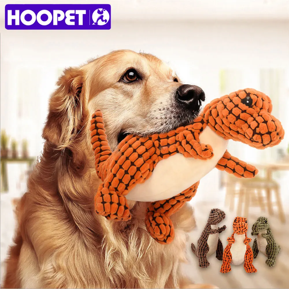 HOOPET-Juguetes para masticar para perros pequeños, medianos y grandes, dinosaurio de peluche, relleno chirriante, suministros para mascotas - imagen 2