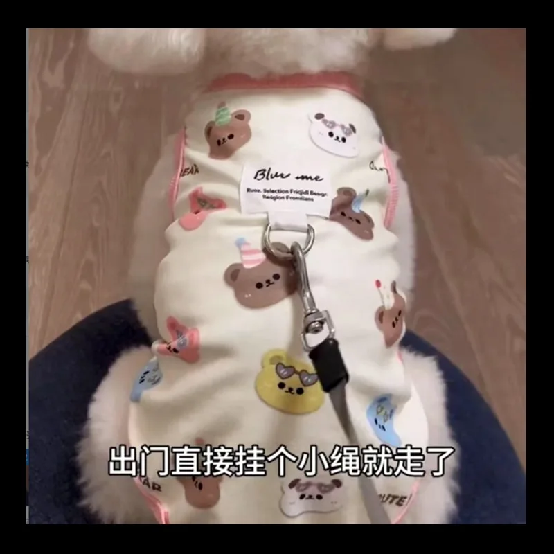 Camiseta sin mangas fina para mascotas, camiseta sin mangas para mascotas, gato, Teddy, perro pequeño, Yorkshire, ropa para cachorros, chaleco refrescante para perros, primavera/verano - imagen 3