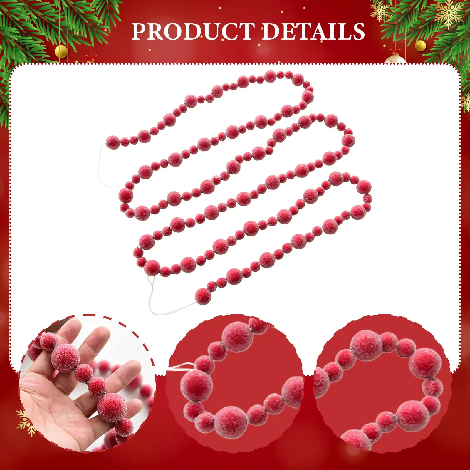 Guirnalda navideña de bayas rojas, decoración navideña de 8,9 pies, puerta colgante para fiesta en balcón, telón de fondo de boda de Año Nuevo, adorno para el hogar - imagen 5