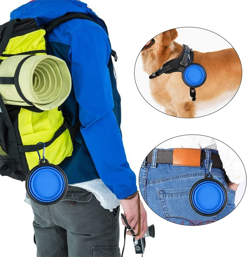 Comederos para perros, cuenco plegable de silicona portátil para alimentación de perros, para viajes, Camping (350ML / 650ML / 1000ML) - imagen 3