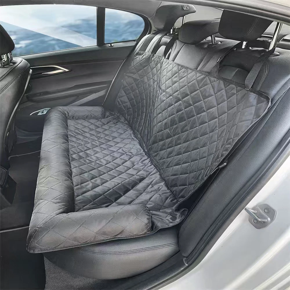 Funda de asiento para perro, duradera y suave, antideslizante, a prueba de arañazos, 3 asientos, fundas para asiento trasero de mascotas, hamaca con cinturón para coches, camiones, SUV, viajes, 1 ud. - imagen 3
