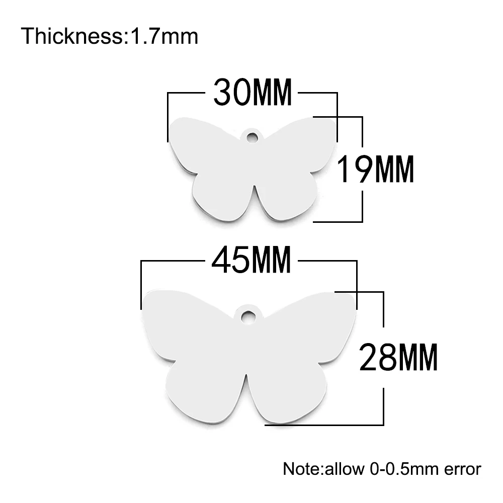 Colgante de acero inoxidable con forma de mariposa para mujer, accesorio personalizado para collar, pulsera, llavero grabable, regalo, 20 piezas - imagen 2