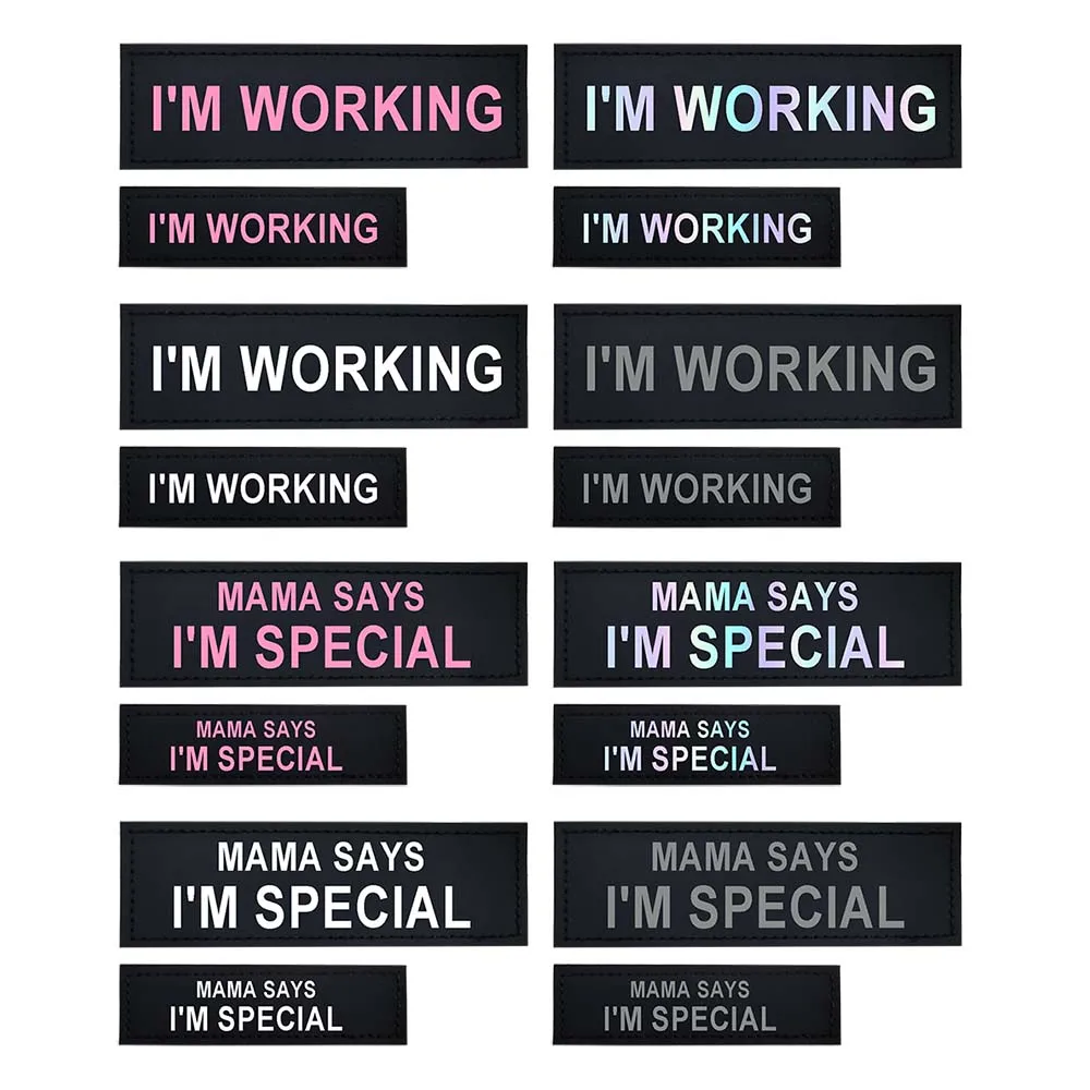 Parches de arnés para perros personalizados, etiqueta adhesiva colorida reflectante, impresión de identificación de nombre en servicio de entrenamiento, cenar a la seguridad de mascotas - imagen 5