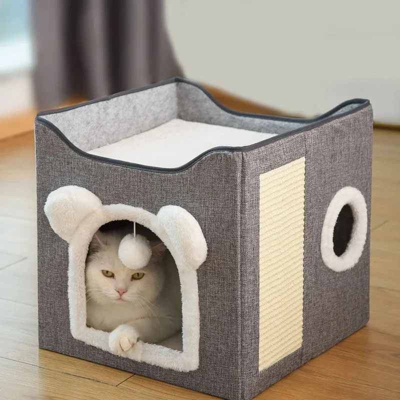 Cama para gatos, casas cálidas para invierno, camas para mascotas, cesta de cosas, productos, accesorios para cachorros, suministros, estera, casa, productos para hábitat de gatitos - imagen 2