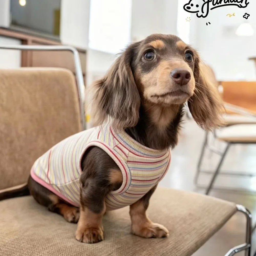 Camiseta arcoíris de algodón para perro salchicha, verano - imagen 5