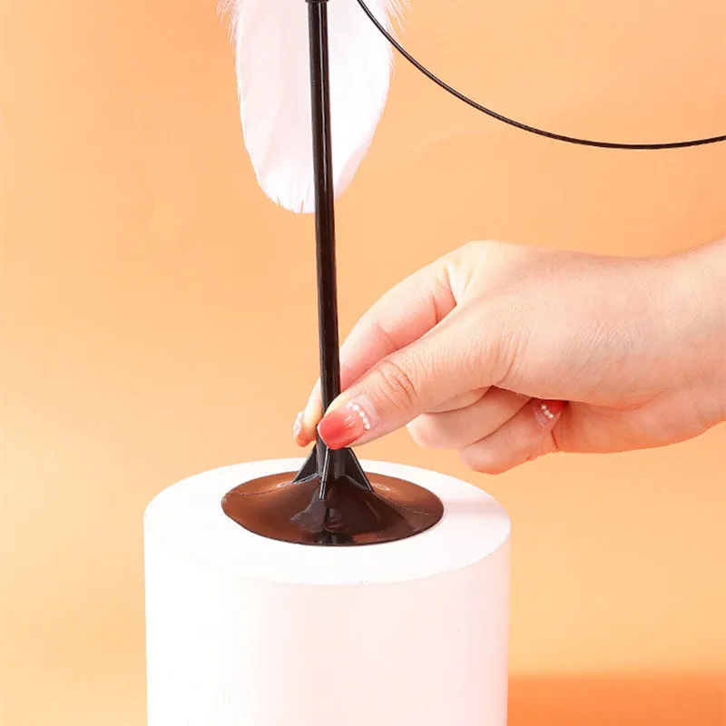 Juguete para gatos, divertidos juguetes interactivos para gatos, juguetes de plumas para gatos, juguete para gatos resistente a mordeduras con palo con ventosa, suministros para mascotas - imagen 5