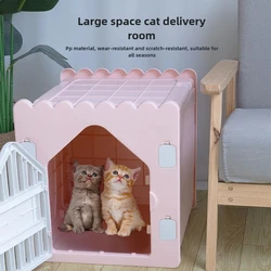 Nido para gatos - casa de plástico resistente con interior semicerrado