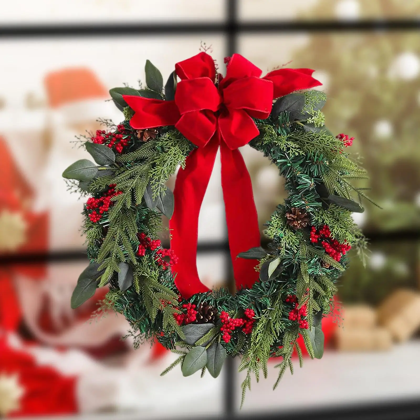 Front Door Christmas Wreath, Decorative Garland Wall Hanging Christmas Decor, Decoration for Farmhouse Holiday Fireplace Porch
